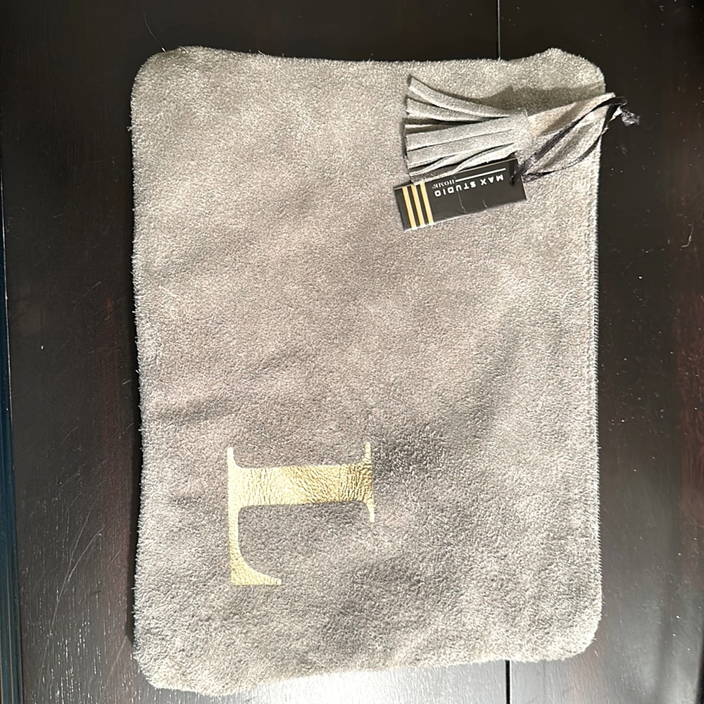Grey suede clutch L monogram